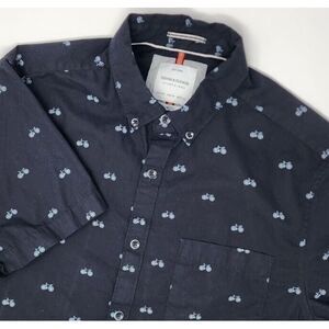 Denim & Flower Ricky Singh Shirt Mens MButton Up Short Sleeve Shirt Black Bikes